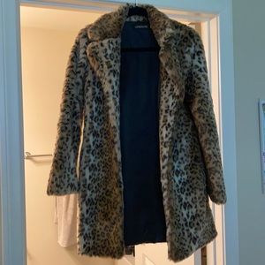Cheetah print faux fur coat